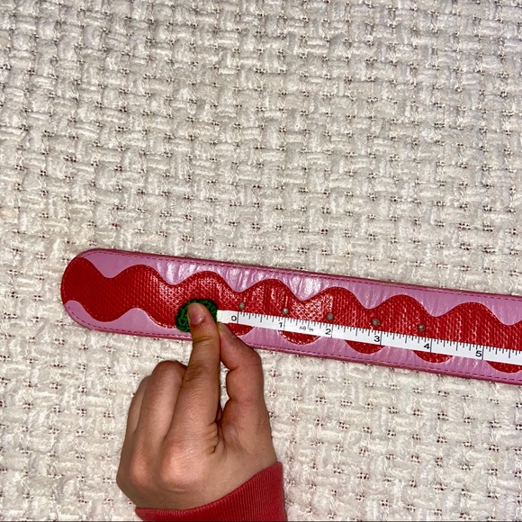 Vintage Pink and Red Leather Belt - Picture 4 of 6